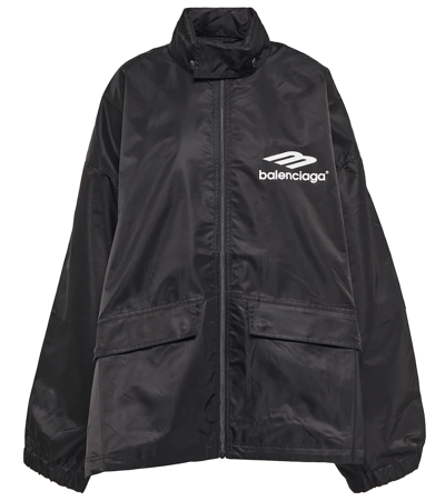 Shop Balenciaga 3b Sports Icon Windbreaker Jacket In Black W