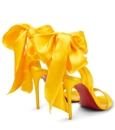 Christian Louboutin Red Sole Ribbon Ankle-wrap Stiletto Sandals in Yellow