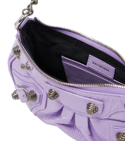 Shop Balenciaga Le Cagole Mini Leather Shoulder Bag In Lilac