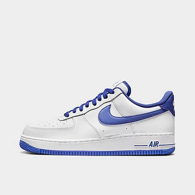 Shop Nike Men's Air Force 1 Low Casual Shoes In White/medium Blue