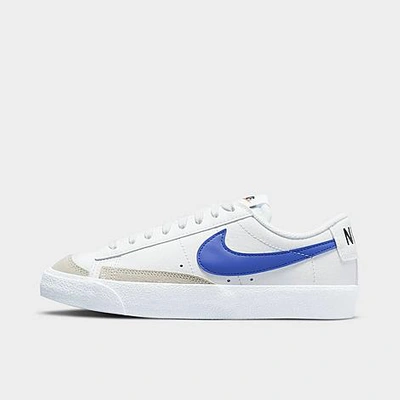 Shop Nike Big Kids' Blazer Low '77 Casual Shoes In White/medium Blue/chlorophyll/black/tm Orange