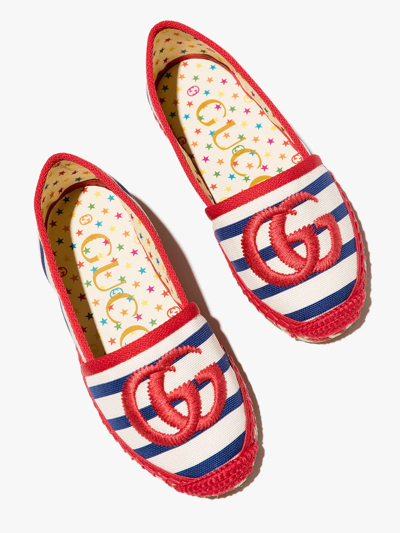 Shop Gucci Logo Striped Espadrilles In Blue