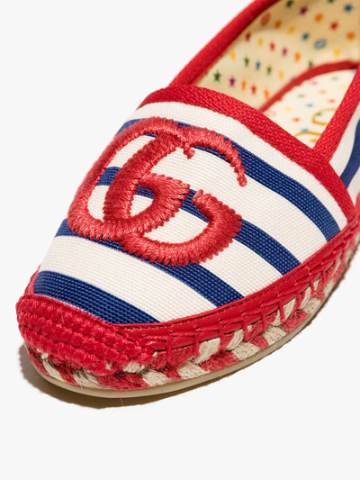 Shop Gucci Logo Striped Espadrilles In Blue