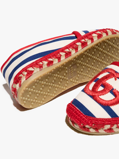 Shop Gucci Logo Striped Espadrilles In Blue