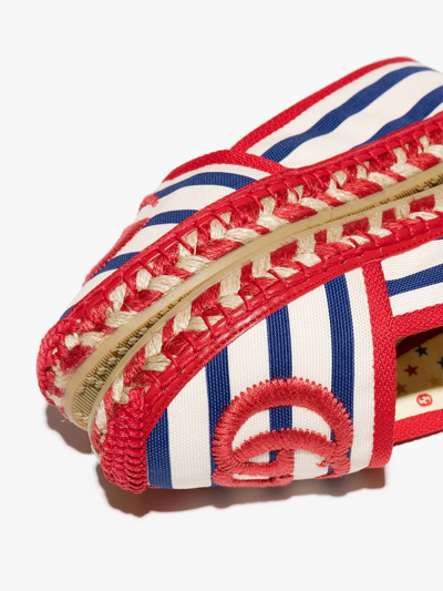 Gucci Striped Logo-embroidered Canvas Espadrilles 4-8 Years In Blue