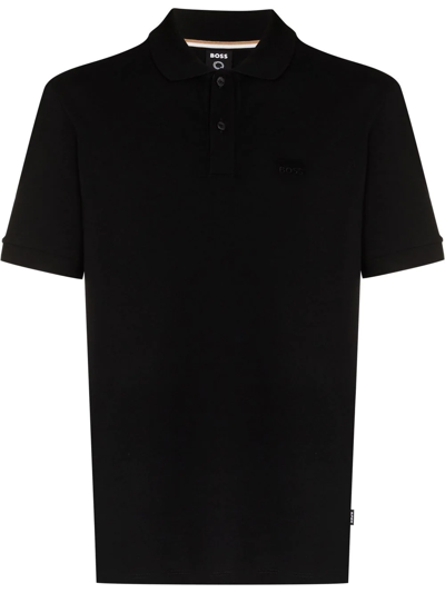 Shop Hugo Boss Pallas Embroidered-logo Polo Shirt In Black