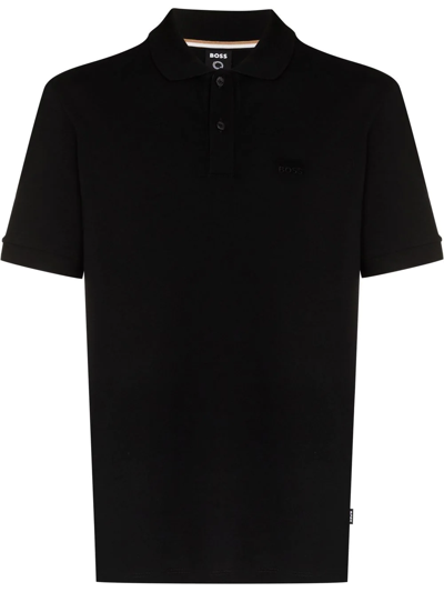Hugo Boss Paddy Polo Shirt With Drop-needle Stitching In Black