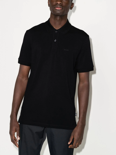 Shop Hugo Boss Pallas Embroidered-logo Polo Shirt In Black