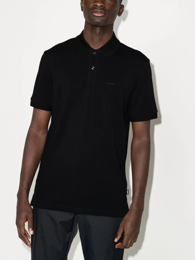 Hugo Boss Paddy Polo Shirt With Drop-needle Stitching In Black