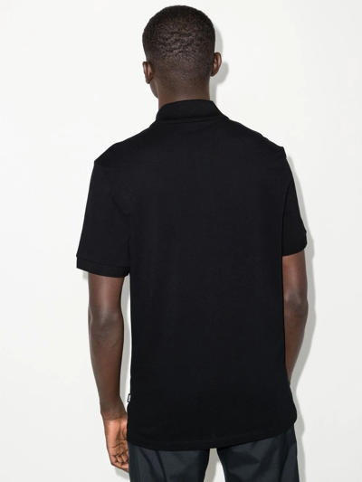 Hugo Boss Paddy Polo Shirt With Drop-needle Stitching In Black