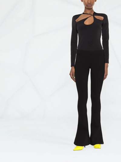 Balmain High-waisted Flared Silk-crepe Trousers In Black