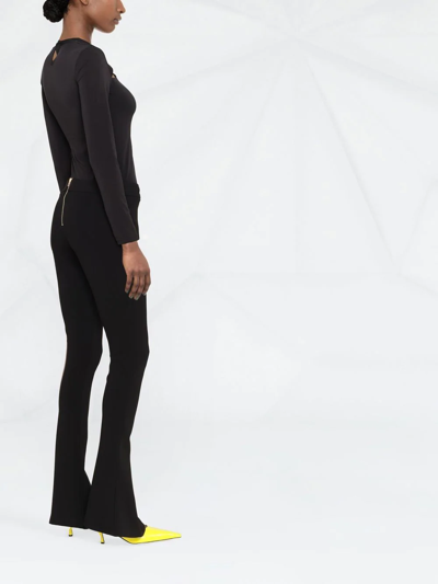 Balmain High-waisted Flared Silk-crepe Trousers In Black