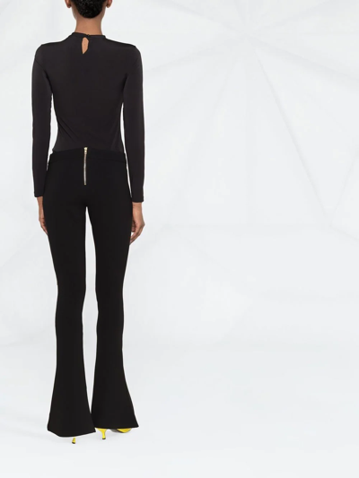 Balmain High-waisted Flared Silk-crepe Trousers In Black