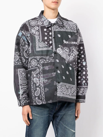 Shop Neighborhood Paisley-print Shirt Jacket In Black