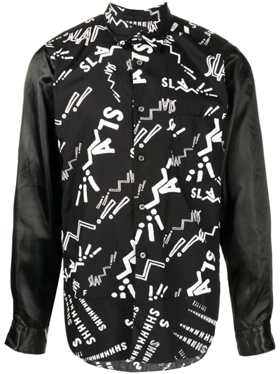 Shop Black Comme Des Garçons Text-print Shirt In Black