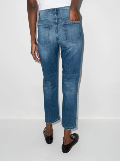 Shop Frame High-waisted Cropped Jeans In Blue