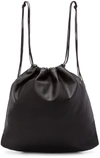 TSATSAS Black Leather Drawstring Xela Backpack,B21.XELA.16.10.SI