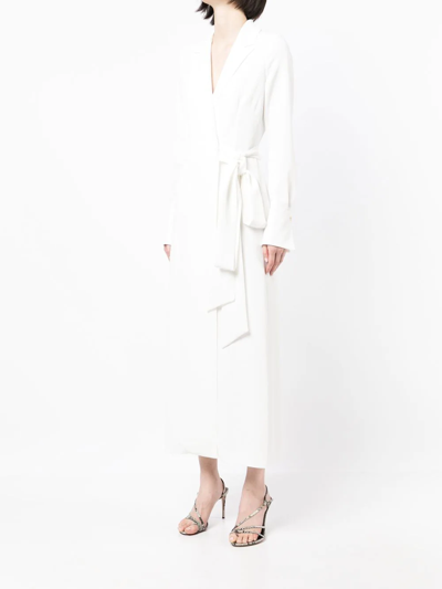 Shop Galvan Notched-collar Wrap Dress In White