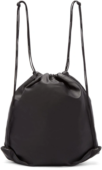 Shop Tsatsas Black Leather Drawstring Xela Backpack In Black/silver