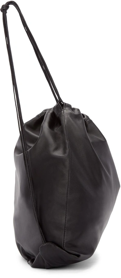Shop Tsatsas Black Leather Drawstring Xela Backpack In Black/silver