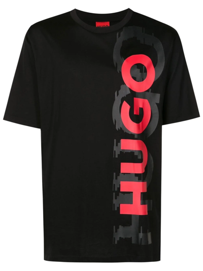 Shop Hugo Graphic Logo-print T-shirt In Black