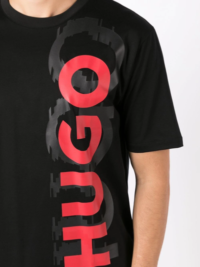 Shop Hugo Graphic Logo-print T-shirt In Black