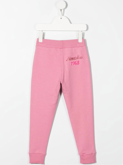 Shop Monnalisa Rhinestone-logo Leggings In Pink