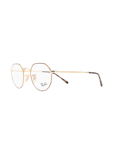 Ray Ban Jack Round-frame Glasses In Gold