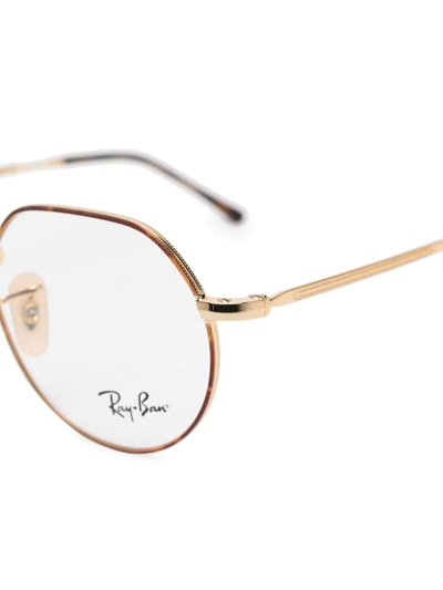 Ray Ban Jack Round-frame Glasses In Gold
