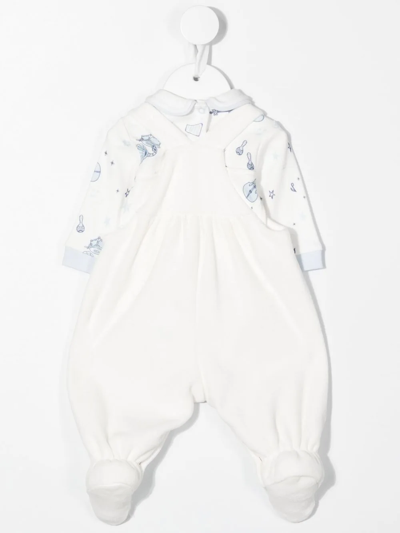 Shop Monnalisa Pouch-pocket Dungarees Romper In White