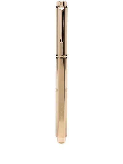 Caran D'ache Chevron-engraved Pen In Gold