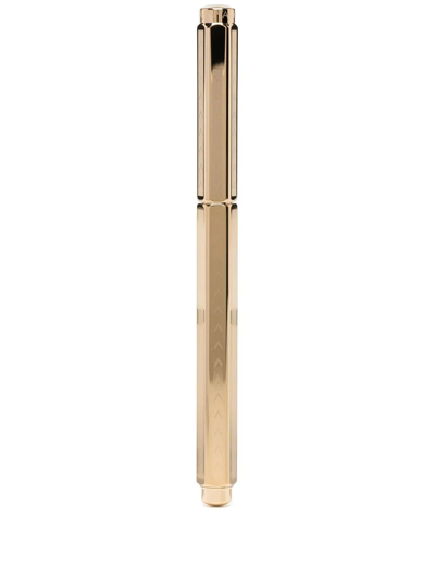Caran D'ache Chevron-engraved Pen In Gold