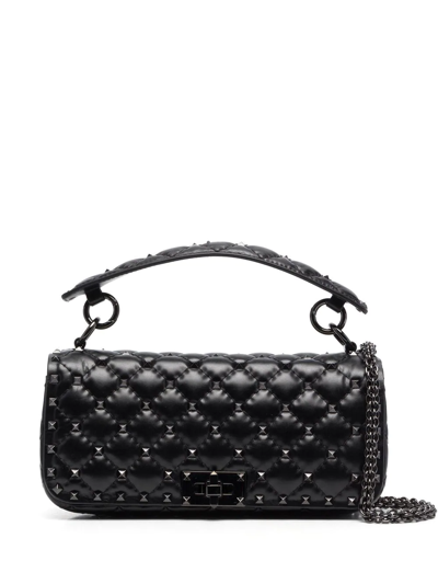 Shop Valentino Rockstud Spike Shoulder Bag In Black