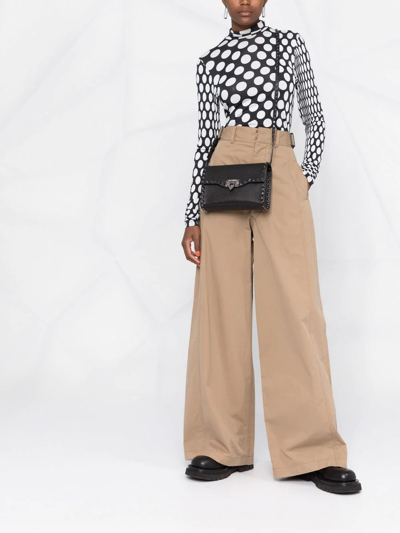 Valentino Garavani Grainy Calfskin Rockstud Flip Lock Flap Small Crossbody In Black