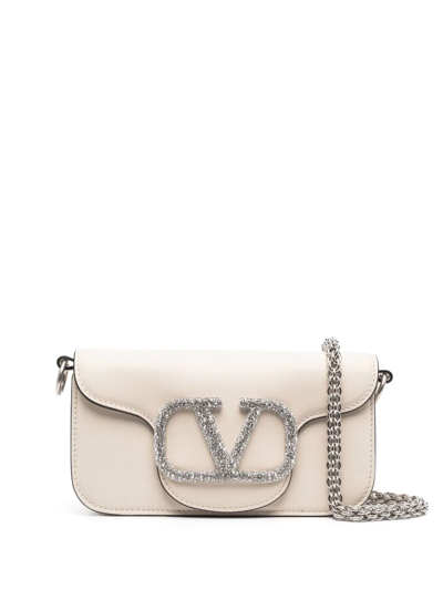 VALENTINO GARAVANI - VLOGO small crystal-embellished leather shoulder bag