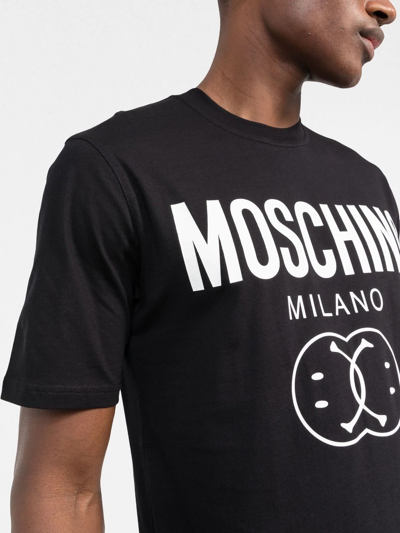 Shop Moschino Smiley Logo-print T-shirt In Black