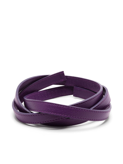 Shop De Grisogono Flat Leather Bracelet In Purple
