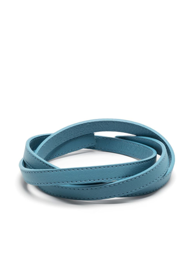 Shop De Grisogono Flat Leather Bracelet In Blue