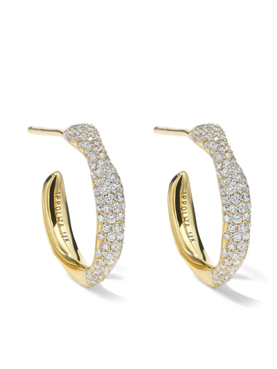 Shop Ippolita 18kt Yellow Gold Stardust Diamond Pavé Mini Hoop Earrings