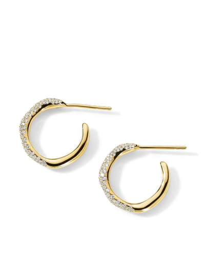 Shop Ippolita 18kt Yellow Gold Stardust Diamond Pavé Mini Hoop Earrings