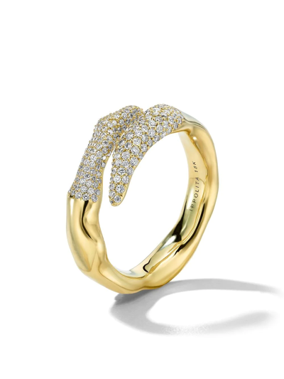 Shop Ippolita 18kt Yellow Gold Stardust Diamond Pavé Squiggle Bypass Ring