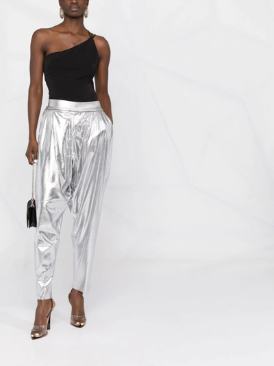 Tom Ford Lamé Tapered Trousers In Silver
