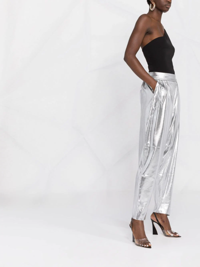Tom Ford Lamé Tapered Trousers In Silver