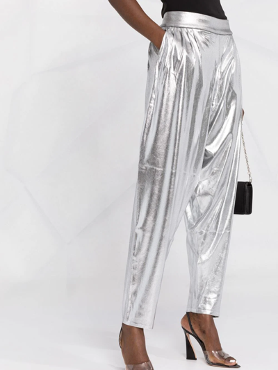 Tom Ford Lamé Tapered Trousers In Silver
