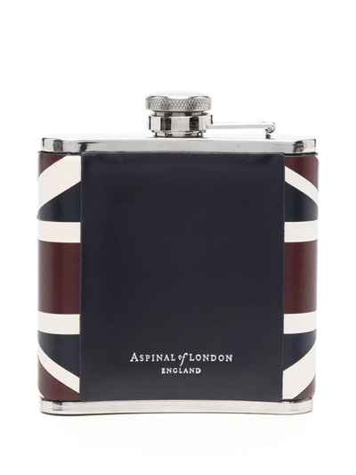 Shop Aspinal Of London Classic Union Jack Hip Flask (5oz) In Blue