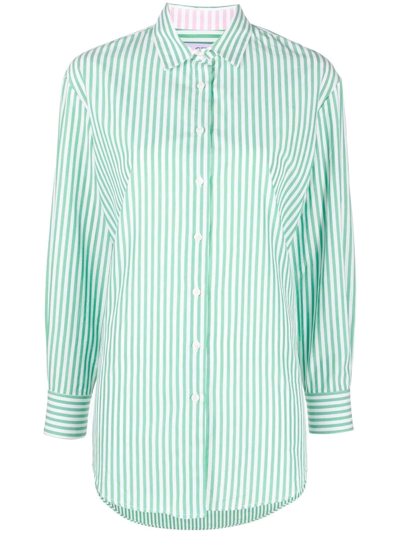 Shop Mc2 Saint Barth Brigitte Embroidered Stripe-print Shirt In Green