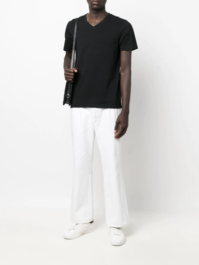 Filippa K V-neck Organic-cotton T-shirt In Black