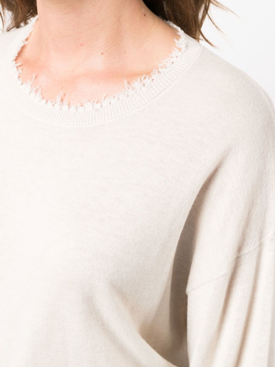 Shop Filippa K Frayed-neckline Detail Jumper In White