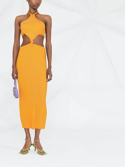 Shop Cult Gaia Cameron Ribbed Cut-out Midi Dress In Orange