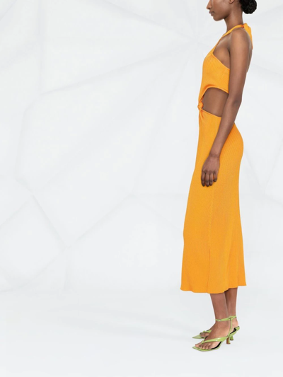 Shop Cult Gaia Cameron Ribbed Cut-out Midi Dress In Orange